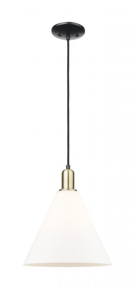 Berkshire Glass - 1 Light - 12 inch - Black Antique Brass - Cord hung - Mini Pendant