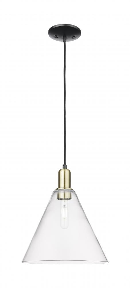 Berkshire Glass - 1 Light - 12 inch - Black Antique Brass - Cord hung - Mini Pendant
