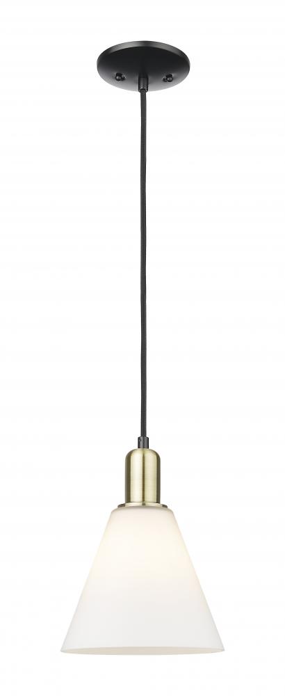 Berkshire Glass - 1 Light - 8 inch - Black Antique Brass - Cord hung - Mini Pendant