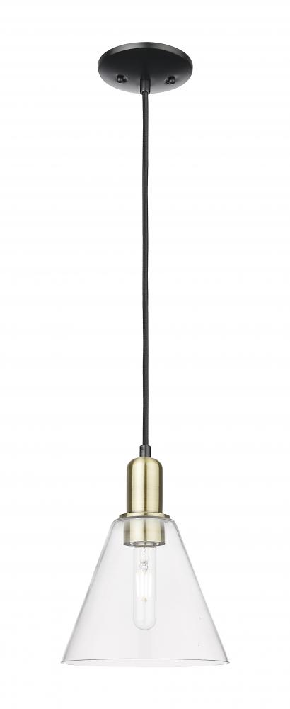 Berkshire Glass - 1 Light - 8 inch - Black Antique Brass - Cord hung - Mini Pendant