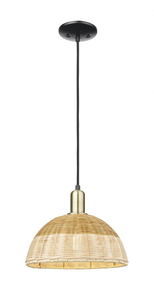 Natural Ballston Dome - 1 Light - 6 inch - Black Antique Brass - Cord hung - Mini Pendant