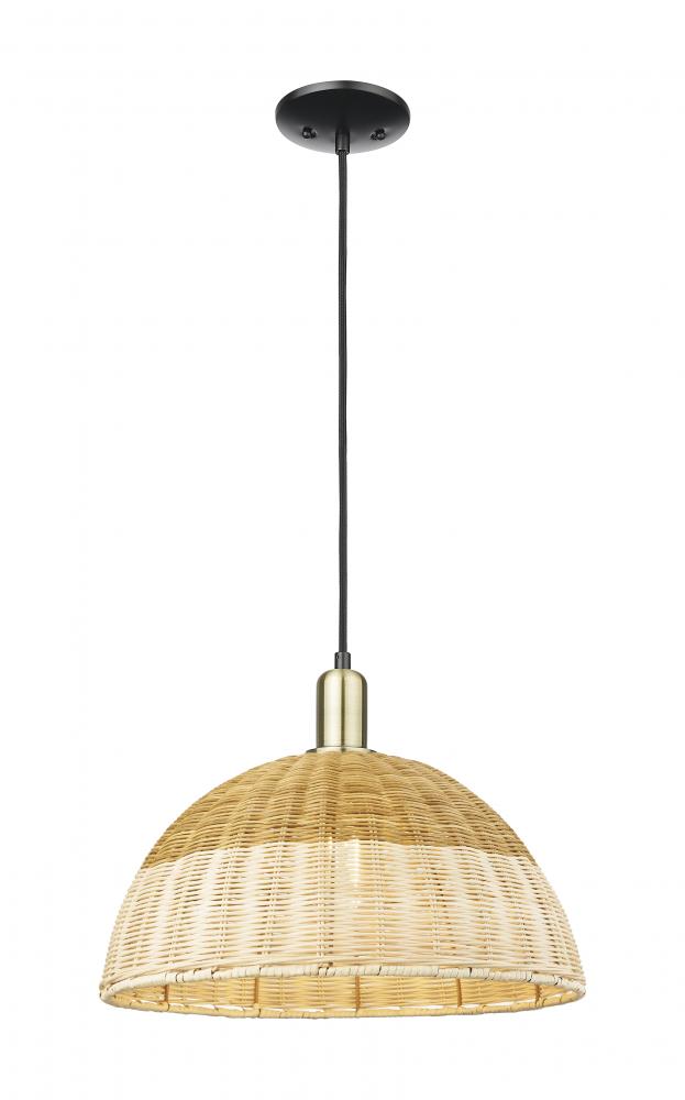 Natural Ballston Dome - 1 Light - 6 inch - Black Antique Brass - Cord hung - Mini Pendant