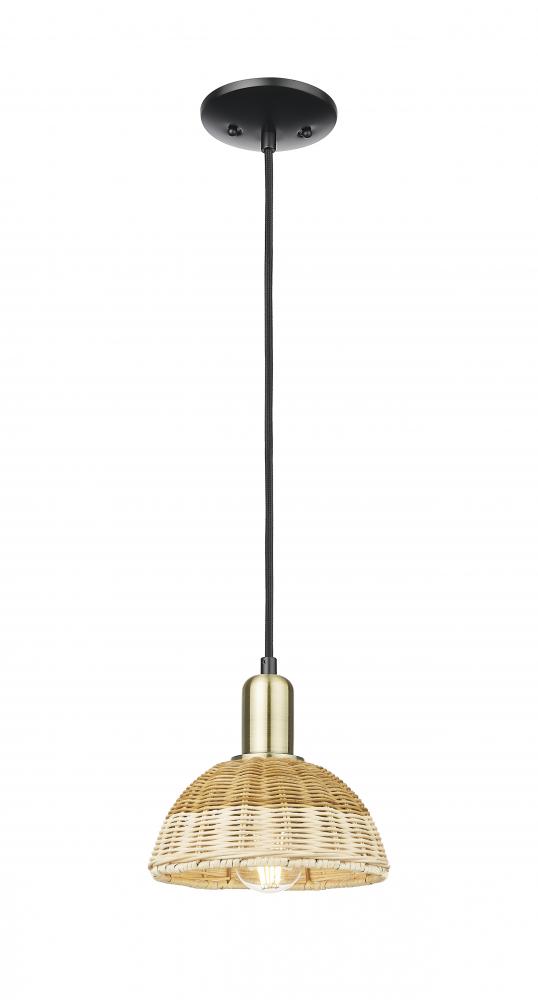 Natural Ballston Dome - 1 Light - 6 inch - Black Antique Brass - Cord hung - Mini Pendant
