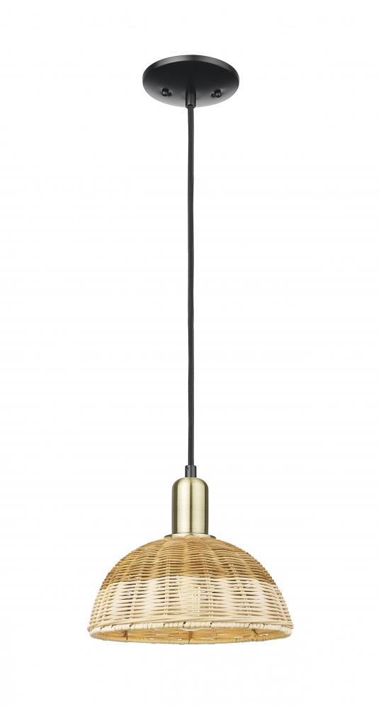 Natural Ballston Dome - 1 Light - 6 inch - Black Antique Brass - Cord hung - Mini Pendant