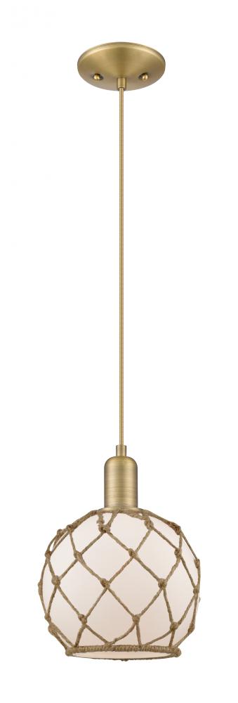 Farmhouse Rope - 1 Light - 8 inch - Brushed Brass - Cord hung - Mini Pendant