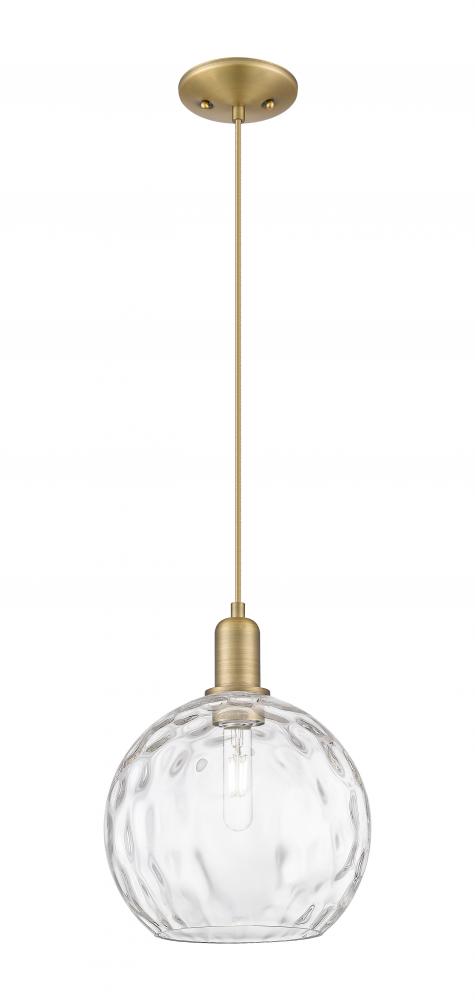 Athens Water Glass - 1 Light - 10 inch - Brushed Brass - Cord hung - Mini Pendant