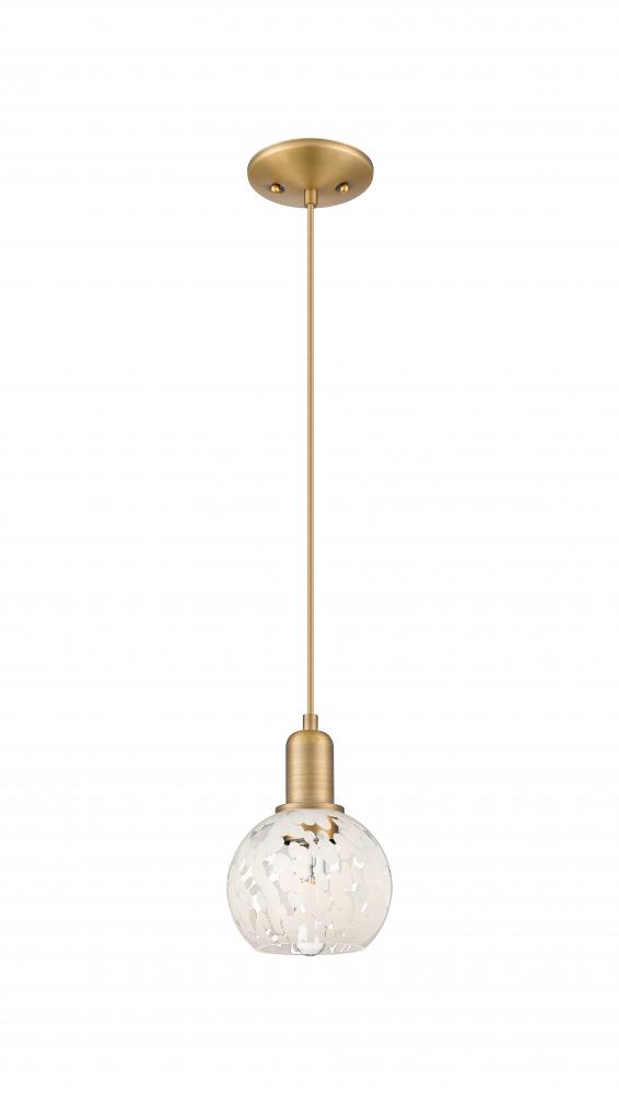 White Mouchette - 1 Light - 6 inch - Brushed Brass - Cord hung - Mini Pendant