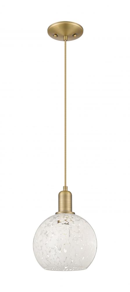 White Mouchette - 1 Light - 8 inch - Brushed Brass - Cord hung - Mini Pendant