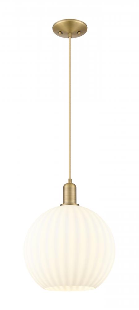 White Venetian - 1 Light - 12 inch - Brushed Brass - Cord hung - Mini Pendant