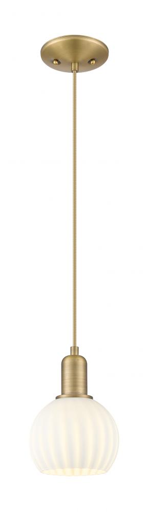 White Venetian - 1 Light - 6 inch - Brushed Brass - Cord hung - Mini Pendant