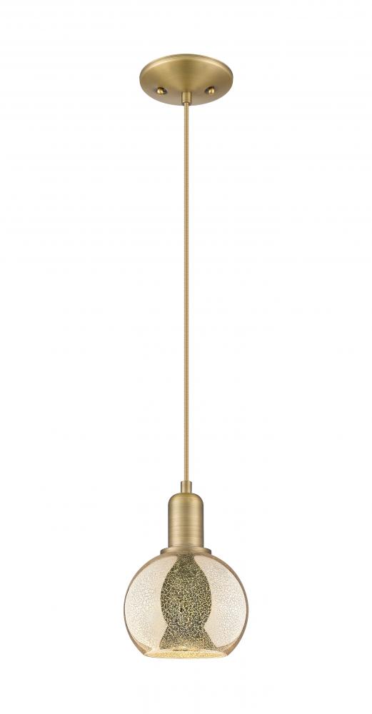 Athens - 1 Light - 6 inch - Brushed Brass - Cord hung - Mini Pendant