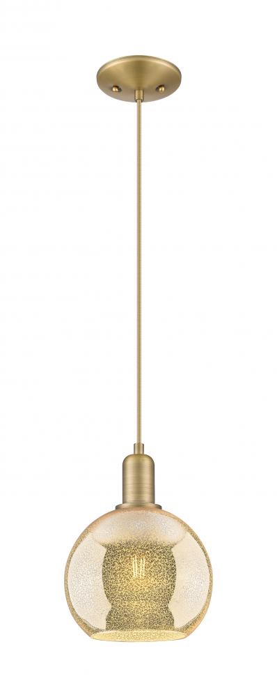 Athens - 1 Light - 8 inch - Brushed Brass - Cord hung - Mini Pendant