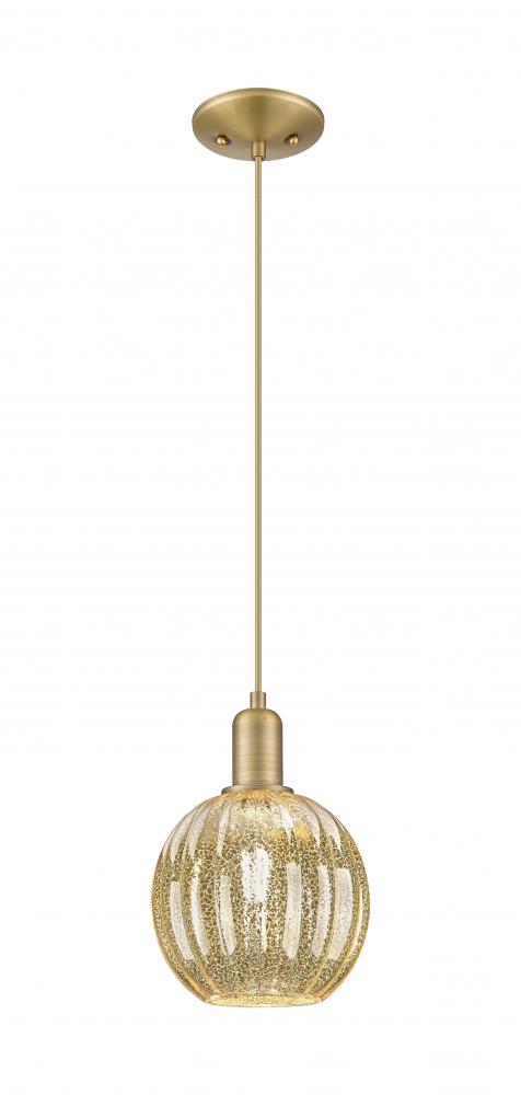 Preston Globe - 1 Light - 6 inch - Brushed Brass - Cord hung - Mini Pendant