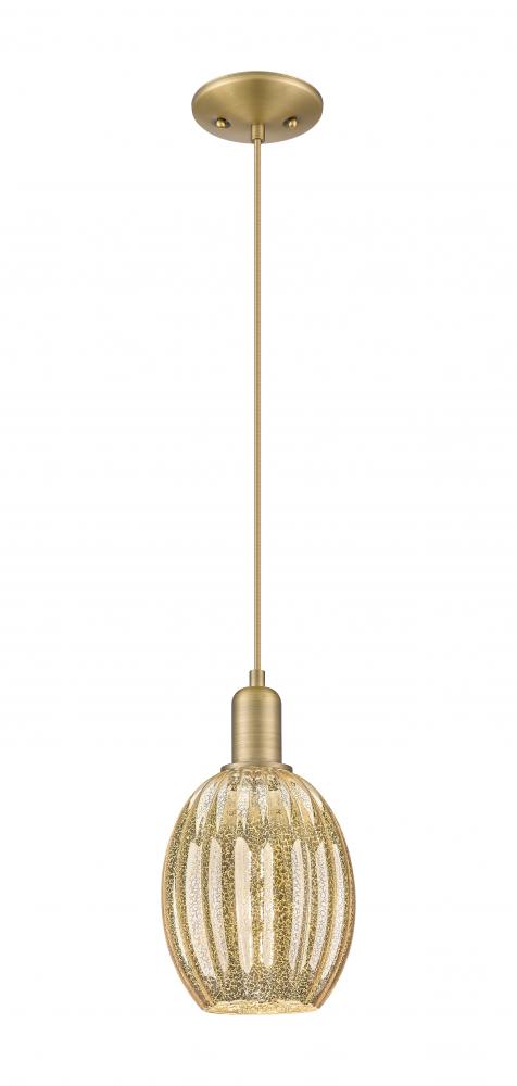 Preston Bulb - 1 Light - 6 inch - Brushed Brass - Cord hung - Mini Pendant