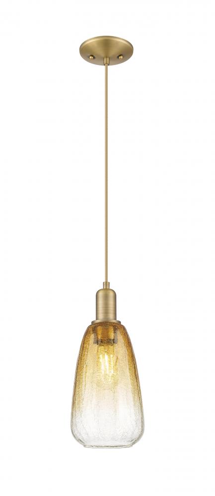 Brookhaven Almond - 1 Light - 6 inch - Brushed Brass - Cord hung - Mini Pendant