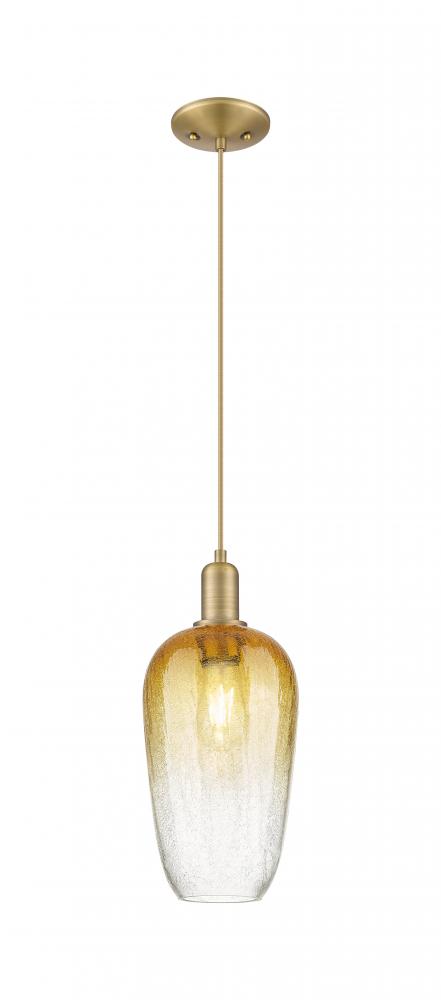 Brookhaven Flute - 1 Light - 6 inch - Brushed Brass - Cord hung - Mini Pendant