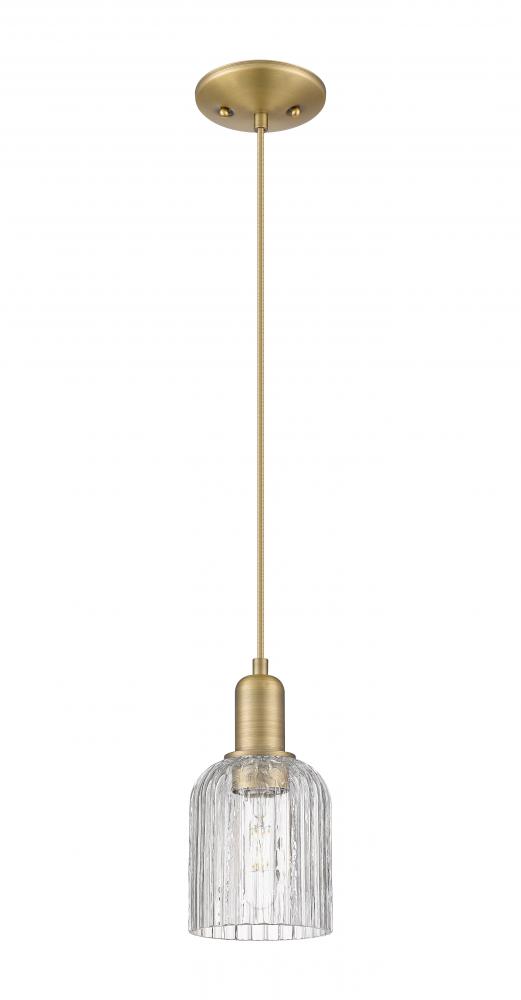 Bridal Veil - 1 Light - 6 inch - Brushed Brass - Cord hung - Mini Pendant
