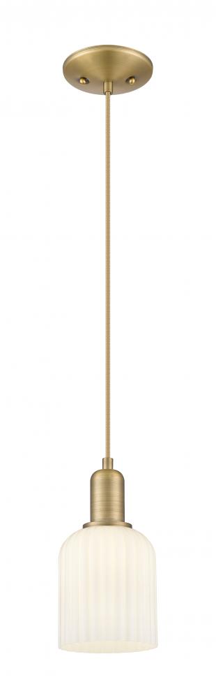 Bridal Veil - 1 Light - 6 inch - Brushed Brass - Cord hung - Mini Pendant