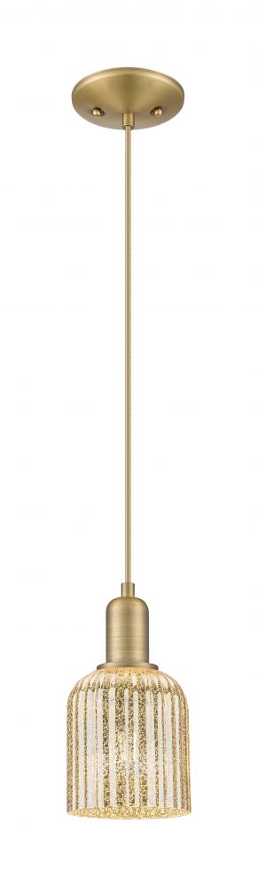 Bridal Veil - 1 Light - 6 inch - Brushed Brass - Cord hung - Mini Pendant