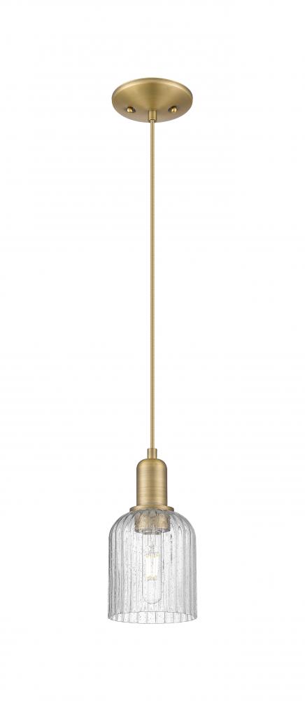 Bridal Veil - 1 Light - 6 inch - Brushed Brass - Cord hung - Mini Pendant