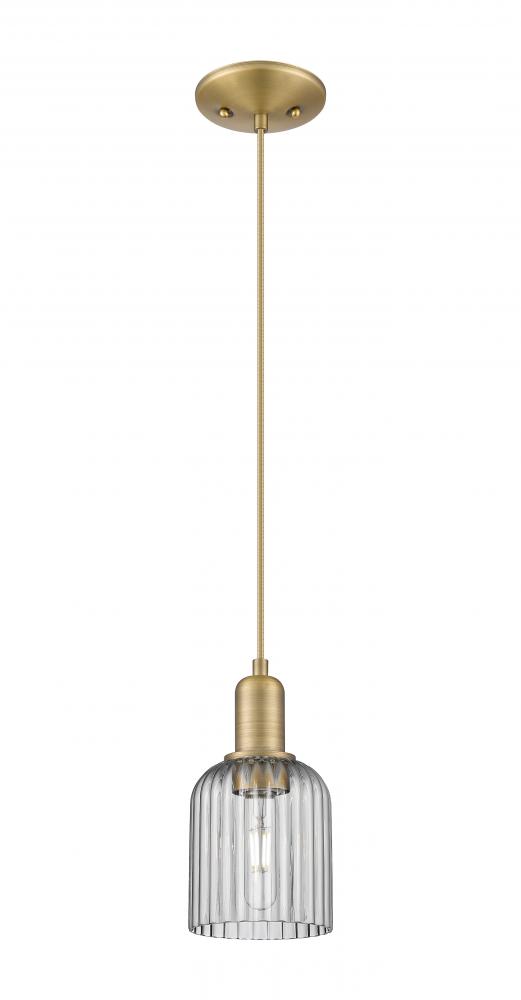 Bridal Veil - 1 Light - 6 inch - Brushed Brass - Cord hung - Mini Pendant