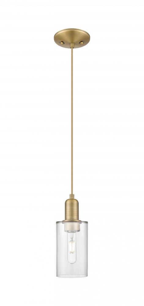 Clymer - 1 Light - 4 inch - Brushed Brass - Cord hung - Mini Pendant