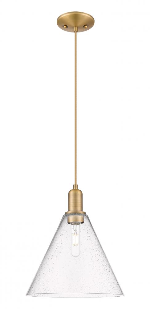 Berkshire Glass - 1 Light - 12 inch - Brushed Brass - Cord hung - Mini Pendant