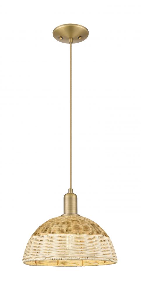 Natural Ballston Dome - 1 Light - 6 inch - Brushed Brass - Cord hung - Mini Pendant