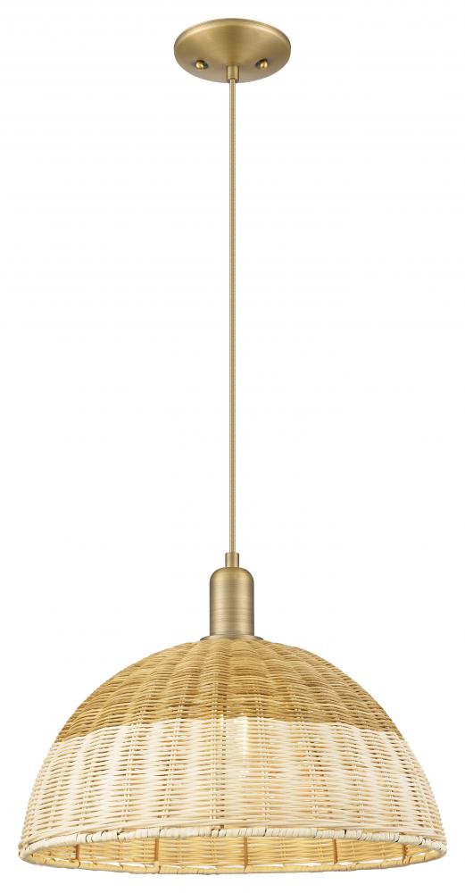 Natural Ballston Dome - 1 Light - 6 inch - Brushed Brass - Cord hung - Mini Pendant