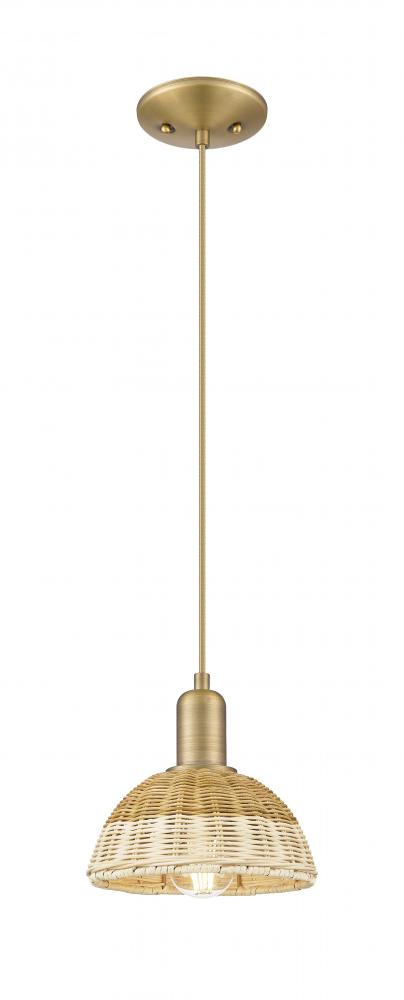 Natural Ballston Dome - 1 Light - 6 inch - Brushed Brass - Cord hung - Mini Pendant