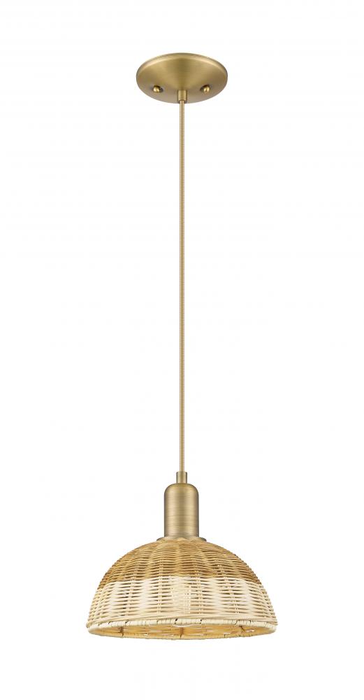 Natural Ballston Dome - 1 Light - 6 inch - Brushed Brass - Cord hung - Mini Pendant