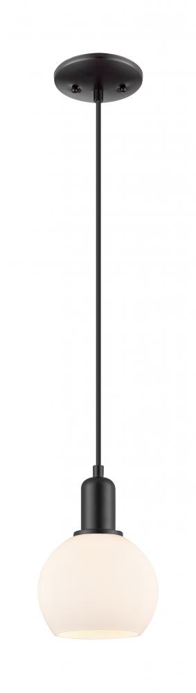 Athens - 1 Light - 6 inch - Matte Black - Cord hung - Mini Pendant