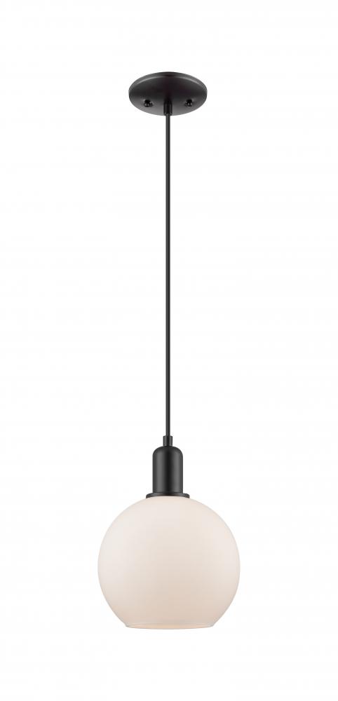 Athens - 1 Light - 8 inch - Matte Black - Cord hung - Mini Pendant
