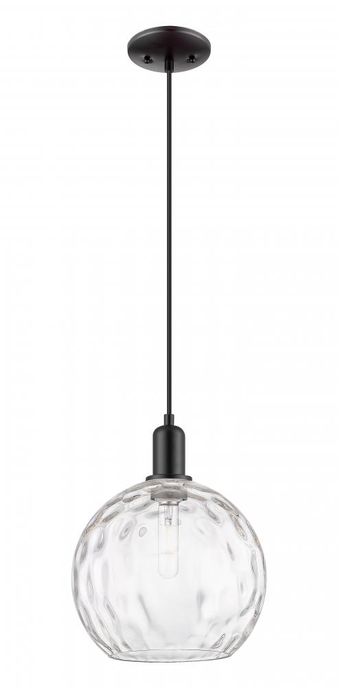 Athens Water Glass - 1 Light - 10 inch - Matte Black - Cord hung - Mini Pendant