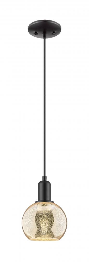 Athens - 1 Light - 6 inch - Matte Black - Cord hung - Mini Pendant