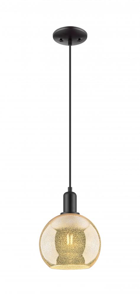 Athens - 1 Light - 8 inch - Matte Black - Cord hung - Mini Pendant