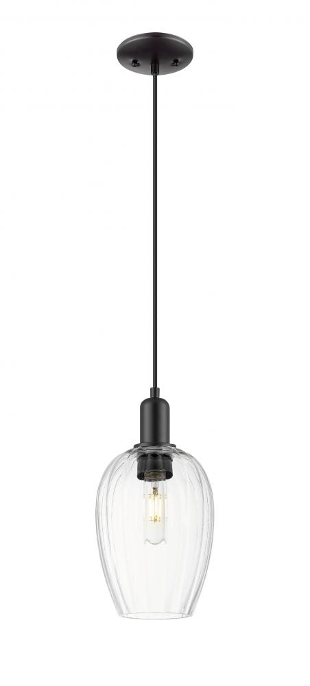 Preston Flute - 1 Light - 6 inch - Matte Black - Cord hung - Mini Pendant