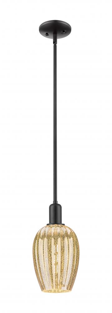 Preston Flute - 1 Light - 6 inch - Matte Black - Cord hung - Mini Pendant