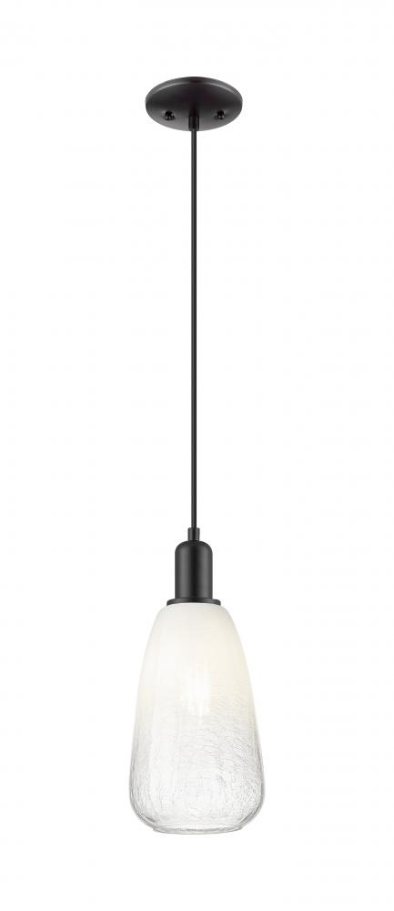 Brookhaven Almond - 1 Light - 6 inch - Matte Black - Cord hung - Mini Pendant