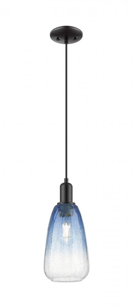 Brookhaven Almond - 1 Light - 6 inch - Matte Black - Cord hung - Mini Pendant