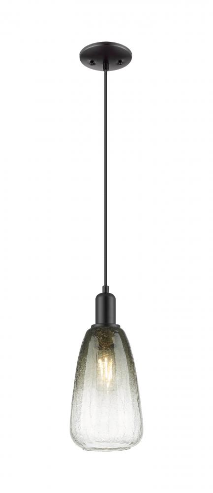 Brookhaven Almond - 1 Light - 6 inch - Matte Black - Cord hung - Mini Pendant