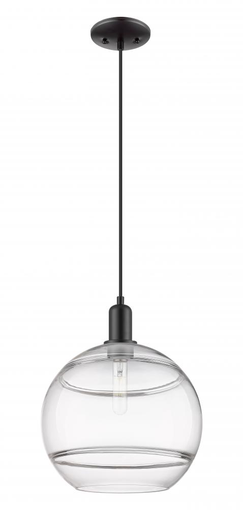Rochester - 1 Light - 12 inch - Matte Black - Cord hung - Mini Pendant