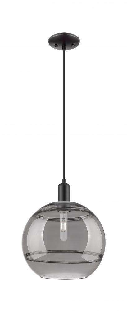 Rochester - 1 Light - 12 inch - Matte Black - Cord hung - Mini Pendant