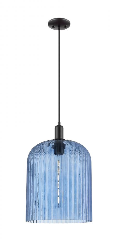 Bridal Veil - 1 Light - 12 inch - Matte Black - Cord hung - Mini Pendant