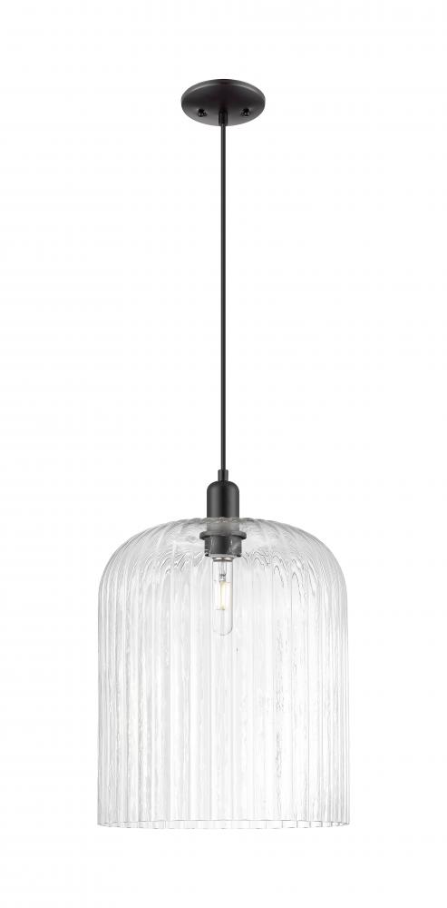 Bridal Veil - 1 Light - 12 inch - Matte Black - Cord hung - Mini Pendant