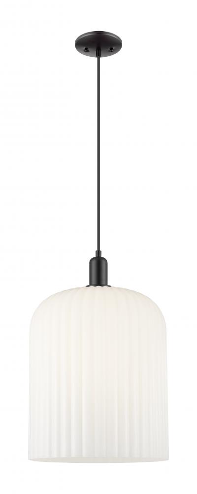 Bridal Veil - 1 Light - 12 inch - Matte Black - Cord hung - Mini Pendant