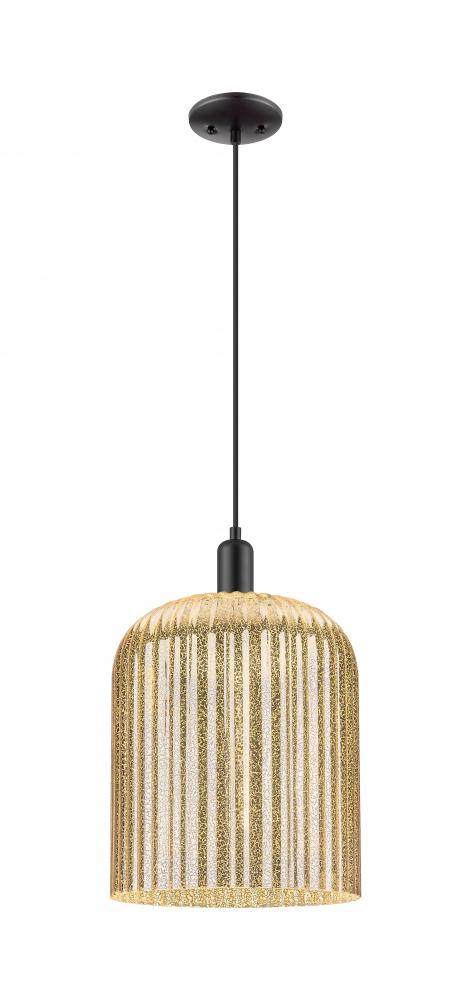 Bridal Veil - 1 Light - 12 inch - Matte Black - Cord hung - Mini Pendant