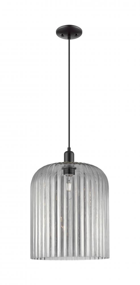 Bridal Veil - 1 Light - 12 inch - Matte Black - Cord hung - Mini Pendant