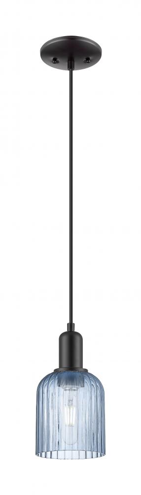 Bridal Veil - 1 Light - 6 inch - Matte Black - Cord hung - Mini Pendant