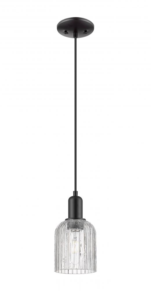 Bridal Veil - 1 Light - 6 inch - Matte Black - Cord hung - Mini Pendant